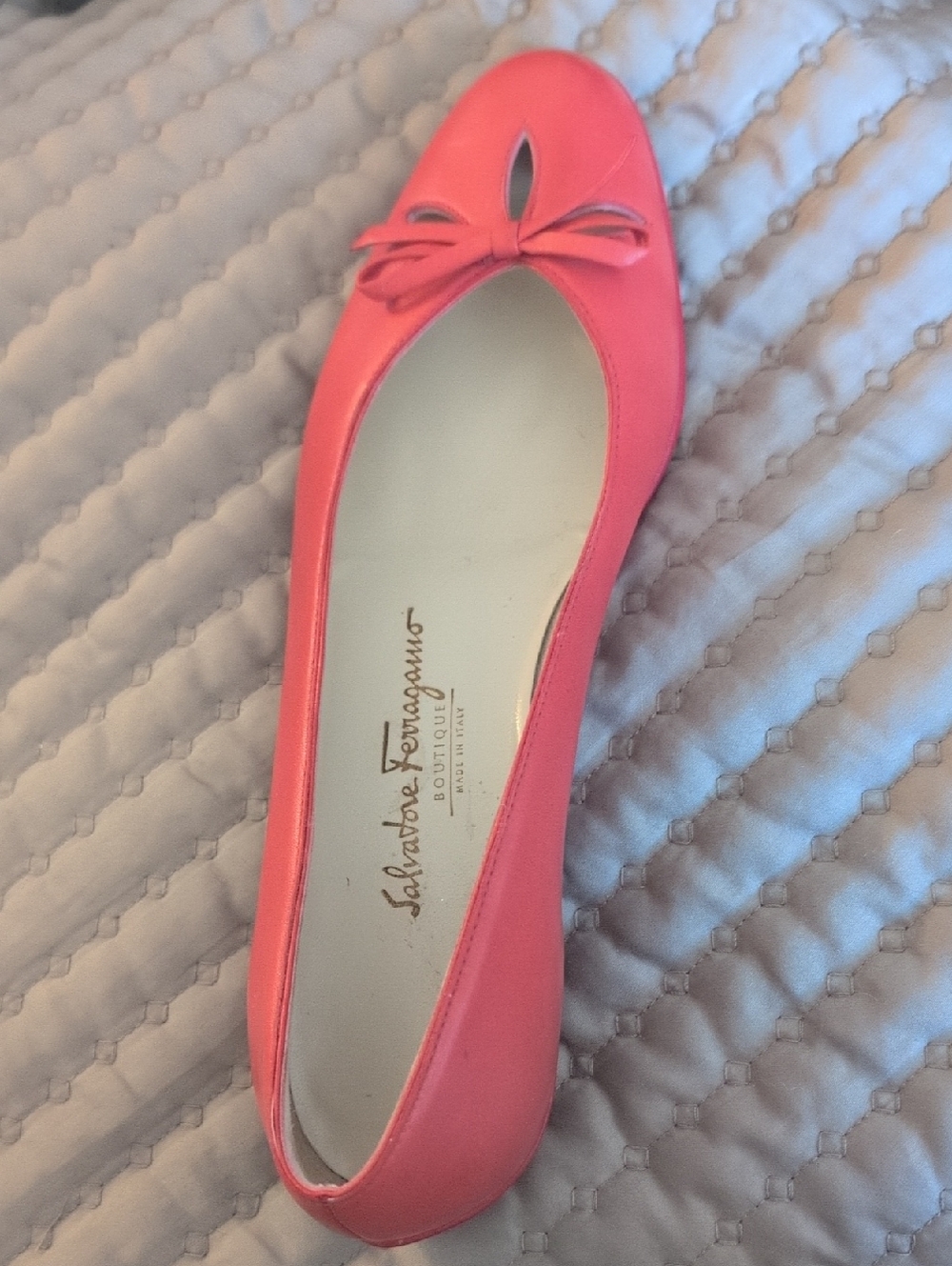 Salvatore Ferragamo Red Bow-Accent Women's Flats Made In Italy Sz 9 - Picture 11 of 16